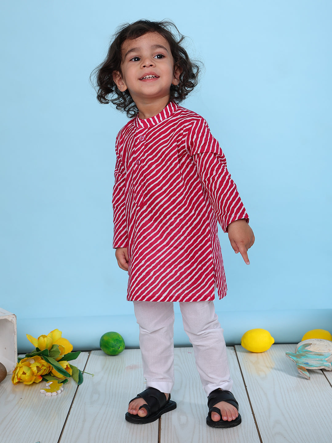 Pajama set for New Born - Pink Leheriya