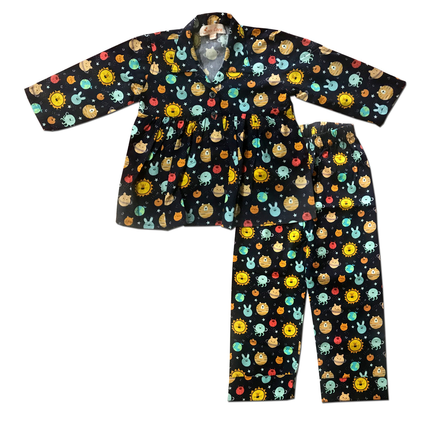 Pyjama set for Girls - Pleats Style Solar System Joey Care
